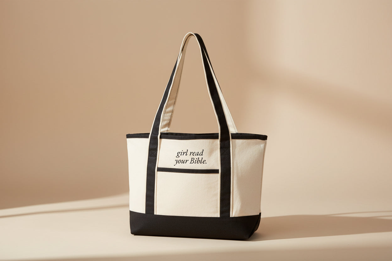 Girl Read Your Bible Embroidered Tote Bag