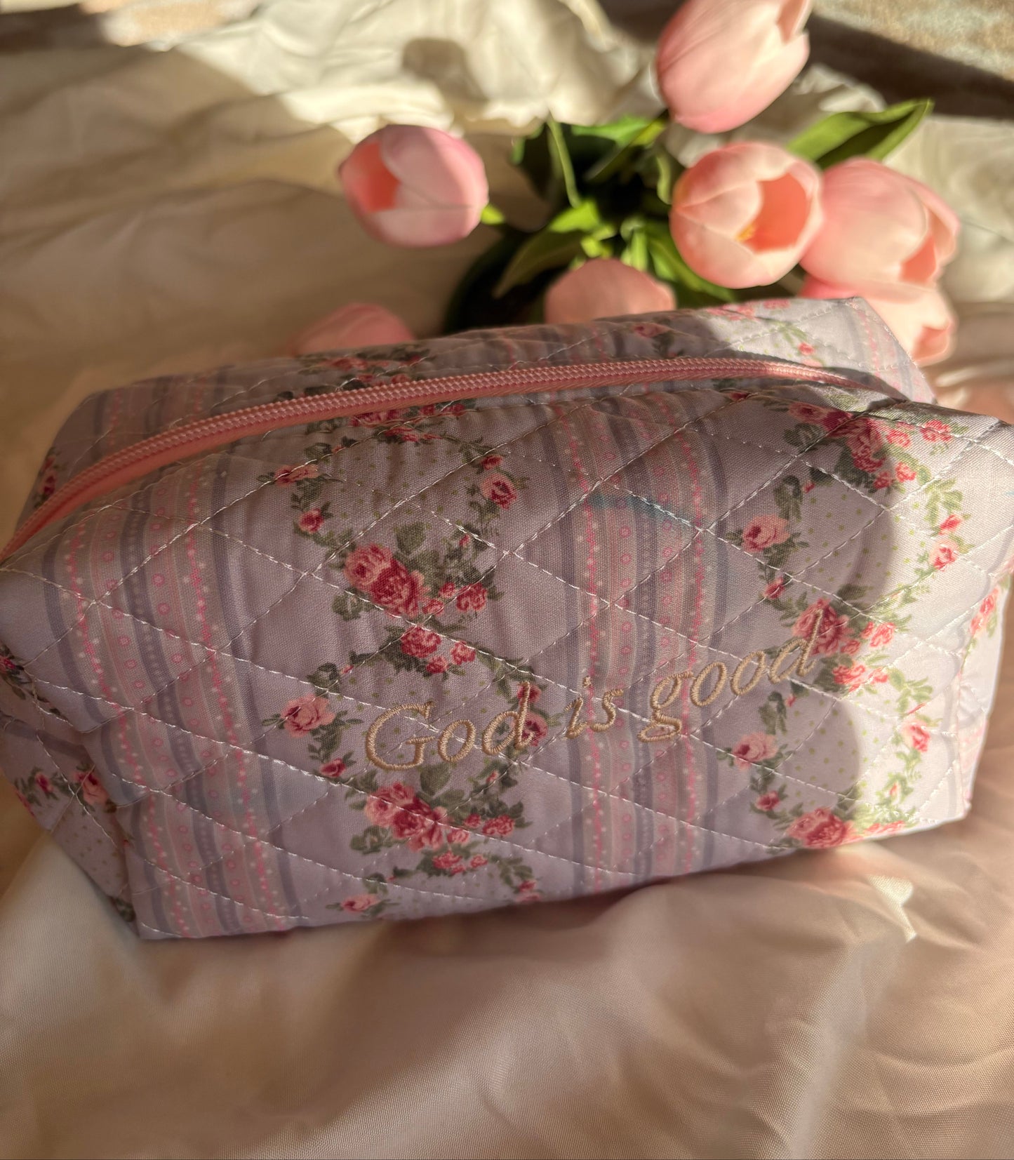 God is Good Quilted Zippered Pouch