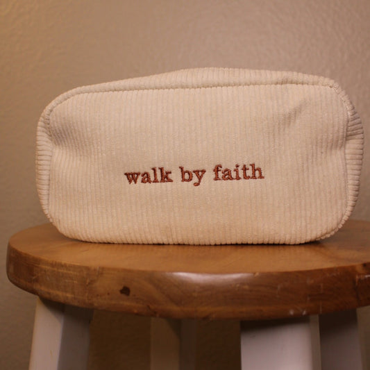 Walk By Faith Corduroy Zipper Pouch