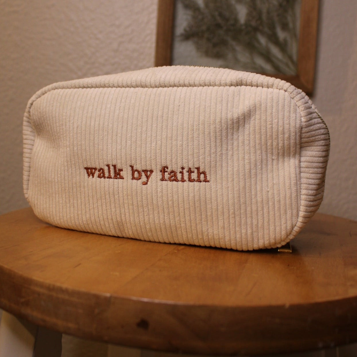 Walk By Faith Corduroy Zipper Pouch