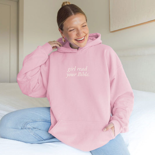Girl Read Your Bible Light Pink Hoodie