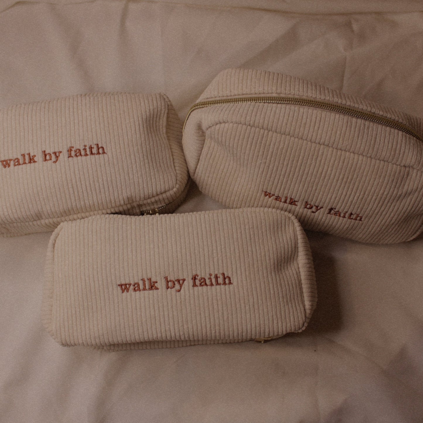 Walk By Faith Corduroy Zipper Pouch